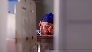 Horny doctor spanks his monkey when nurse arrives for some cock