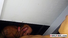 Horny gay stud rimming guys ass