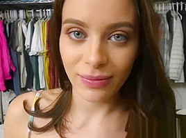 HornySis Sexy brunette stepsister, sucks and rides Step brothers big cock