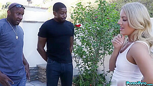 Hot Blonde Candice Dare Sucks Two Big Black Cocks