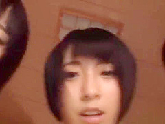 Hot Japanese teen 18+ enjoys dick along her colleagues