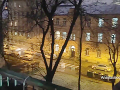 Hot Wife Walks Naked In Public, Went Out To The Balcony To Show Her With Anastasia Ocean
