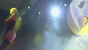Hot blonde dancing and stripping slutty