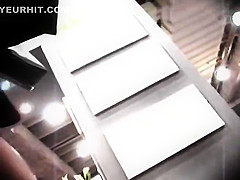 Hot blonde shopper shows a nice ass under her little black