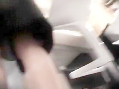 Hot blonde shopper shows a nice ass under her little black