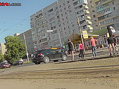 Hot g-string upskirt clip of a brunette honey