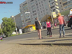 Hot g-string upskirt clip of a brunette honey