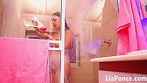 Hot latina teen showers and shows off tits