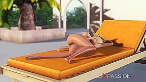 Hot sex in L A Sexy ebony dickgirl plays with young blonde in luxurious villa