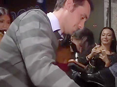 Hot slaves fucked in crowded night club