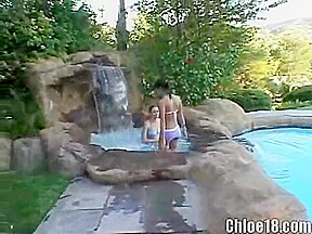 Hot tub teen 18+ lesbos get wet