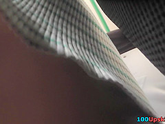 Hot upskirt porn with amateur plump hottie in public
