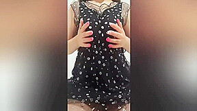Hottie Excites Big Breasts In A See-through Dress - Luxury Orgasm