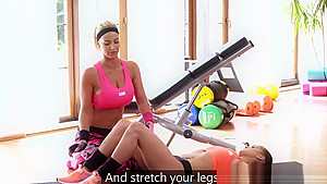 Huge Tits Fitness Lesbian Coach And teen 18+