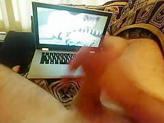 Huge load while watching hentai!