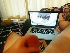 Huge load while watching hentai!