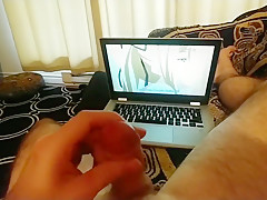 Huge load while watching hentai!