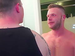Hunky gays DJ and Brian Bonds bareback fuck after showering