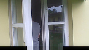 Hunly neighbour fucks her shaved old pussy