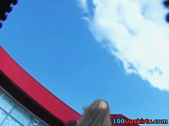 Impressive golden-haired spy upskirt