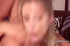 Interracial DP 3some With Horny Swinger Nasty Cum Face