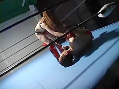 Japanese babe dominates her kick box coach