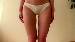Japanese girl exercises in her white panties