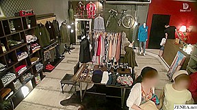 Japanese risky sex hold the moan clothing shop foreplay