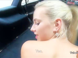 Jessie gets fucked at the car backseat and cunswallows load