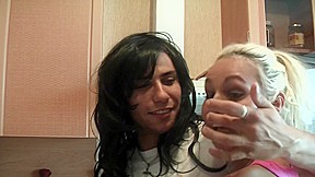 Jocelyn in golden-hair amateur girl gives a blowjob