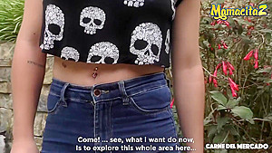 Julia Cruz Slutty Latina Colombiana teen 18+ Rough Outdoor Threesome