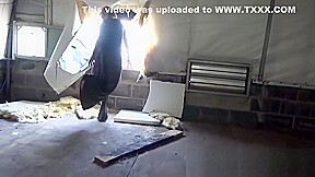 Lady Sonia strips in abandoned buildings