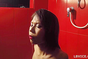 Ladyboy Kim Blows A Dick And Gets Pissed On