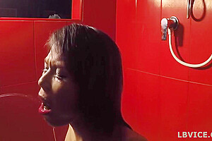 Ladyboy Kim Blows A Dick And Gets Pissed On