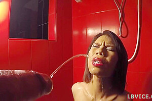 Ladyboy Kim Blows A Dick And Gets Pissed On