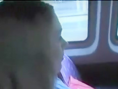 Large-breasted blonde looker gets in the bus by a horny man