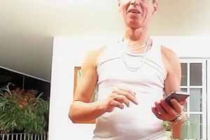 Latina tranny playing with her cock bts