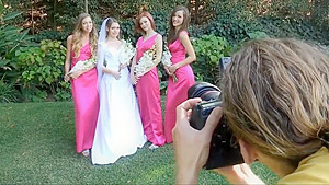 Lesbian Foursome with a sexy Bride and her Maids