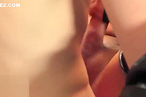 Lingerie tgirl doggystyled after bj
