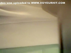 Long hair teen 18+ seats in toilet to pee