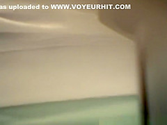 Long hair teen 18+ seats in toilet to pee