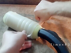 Man With High Testosterone Uses Vacuum Cleaner-attached Masturbator