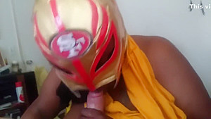 Masked Ebony BBW Milf Gives Me Blowjob w/Facial