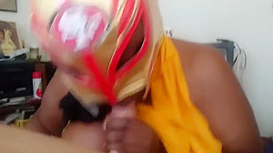Masked Ebony BBW Milf Gives Me Blowjob w/Facial