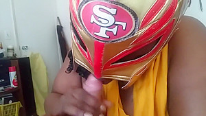 Masked Ebony BBW Milf Gives Me Blowjob w/Facial