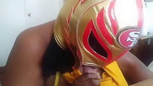Masked Ebony BBW Milf Gives Me Blowjob w/Facial