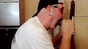 Mature DILF sucking and wanking BBC in interracial duo