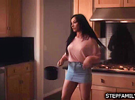 Milf stepmom flirting with stepson then letting him fuck her