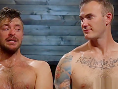 Muscled stud gets whipped and jerked