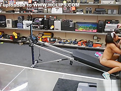 Muscular chick banged by nasty pawn man in his pawnshop